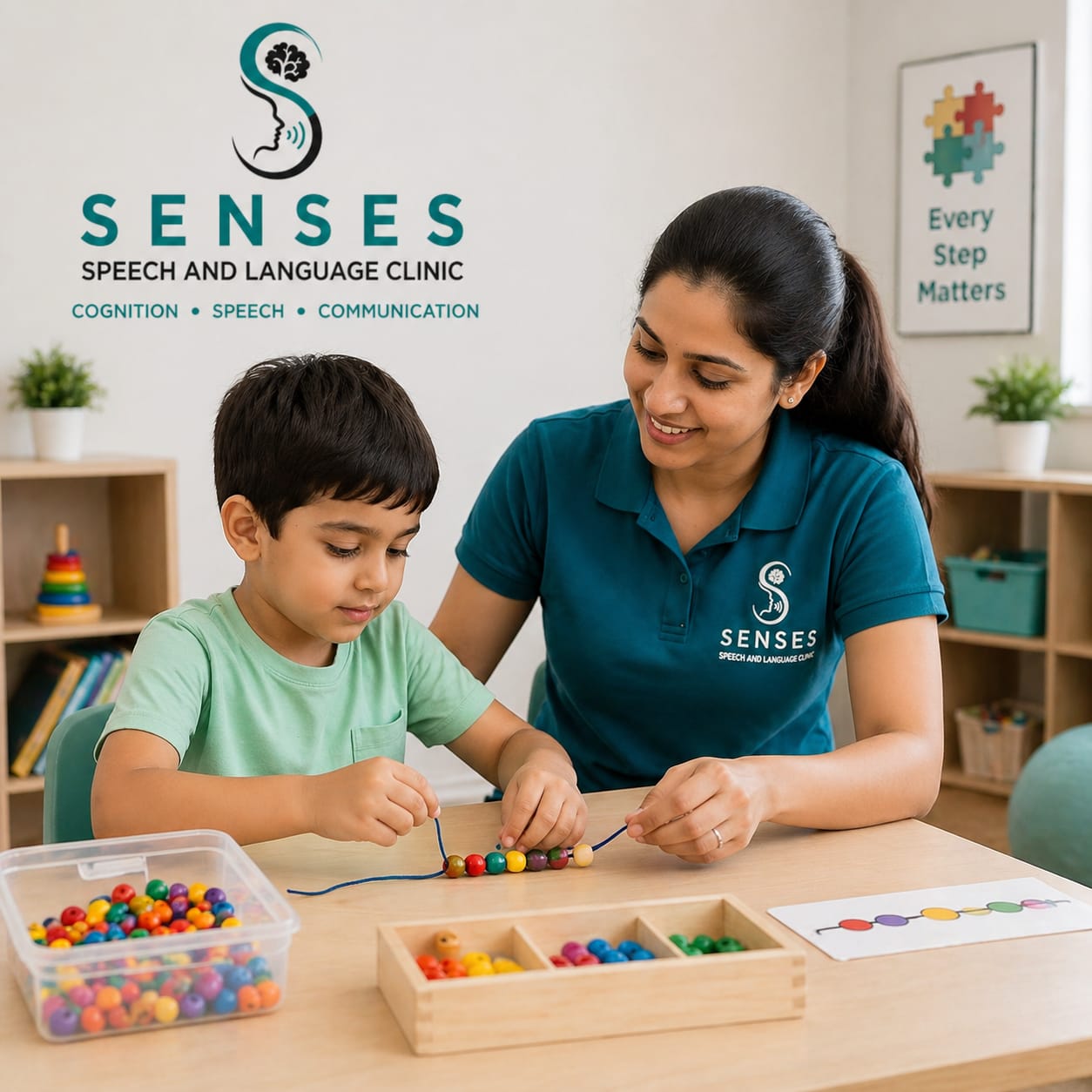 Speech therapist providing personalised speech and language therapy to a child at SENSES Speech and Language Clinic in Kukatpally