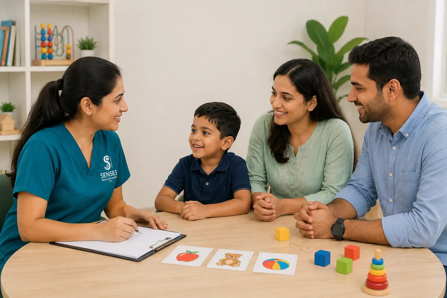 Parent & Family guidance session at SENSES Speech Clinic Pragathi Nagar — supporting therapy goals at home