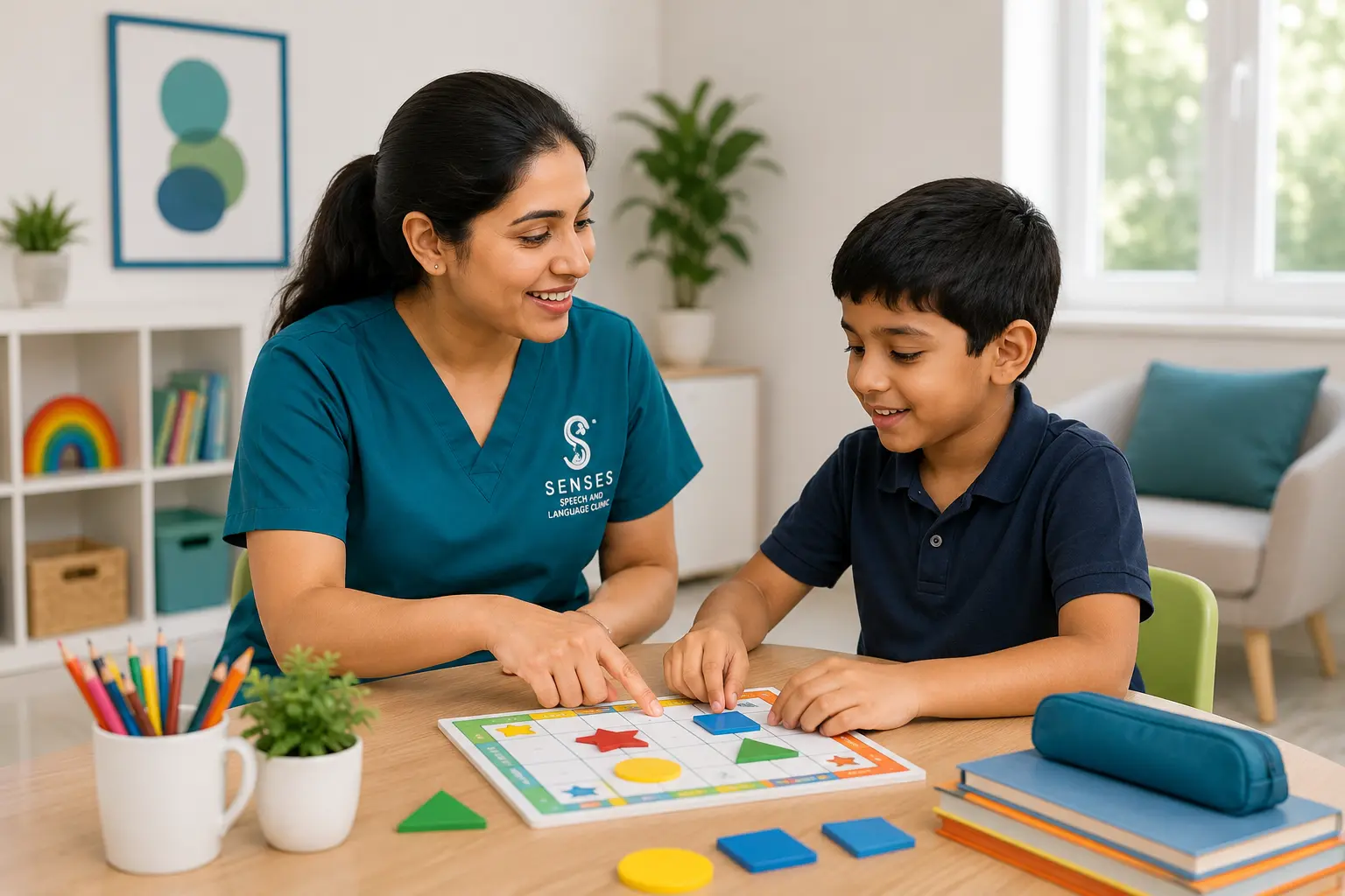 School integration therapy at SENSES Pragathi Nagar — helping children build classroom communication and peer interaction skills